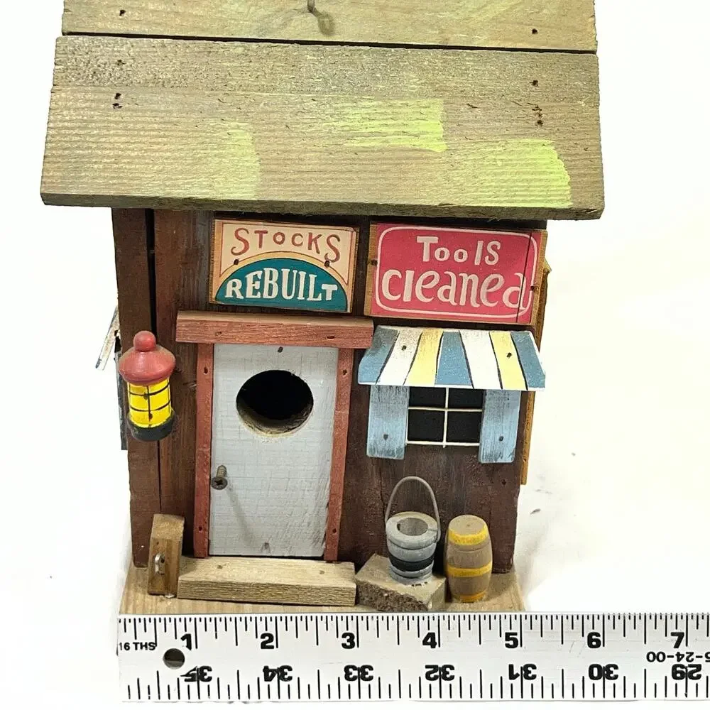 Vintage Wood Mining Town General Store Birdhouse 5x7x9